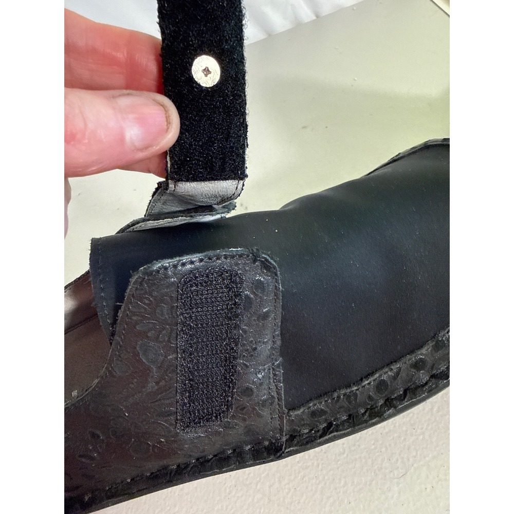 Alegria by PG Lite Black Textured Leather Slip On Clogs Butterfly Button Shoe 11 - Picture 11 of 12